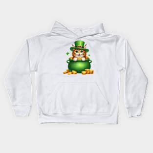 St Patricks Day Maine Coon Cat Kids Hoodie